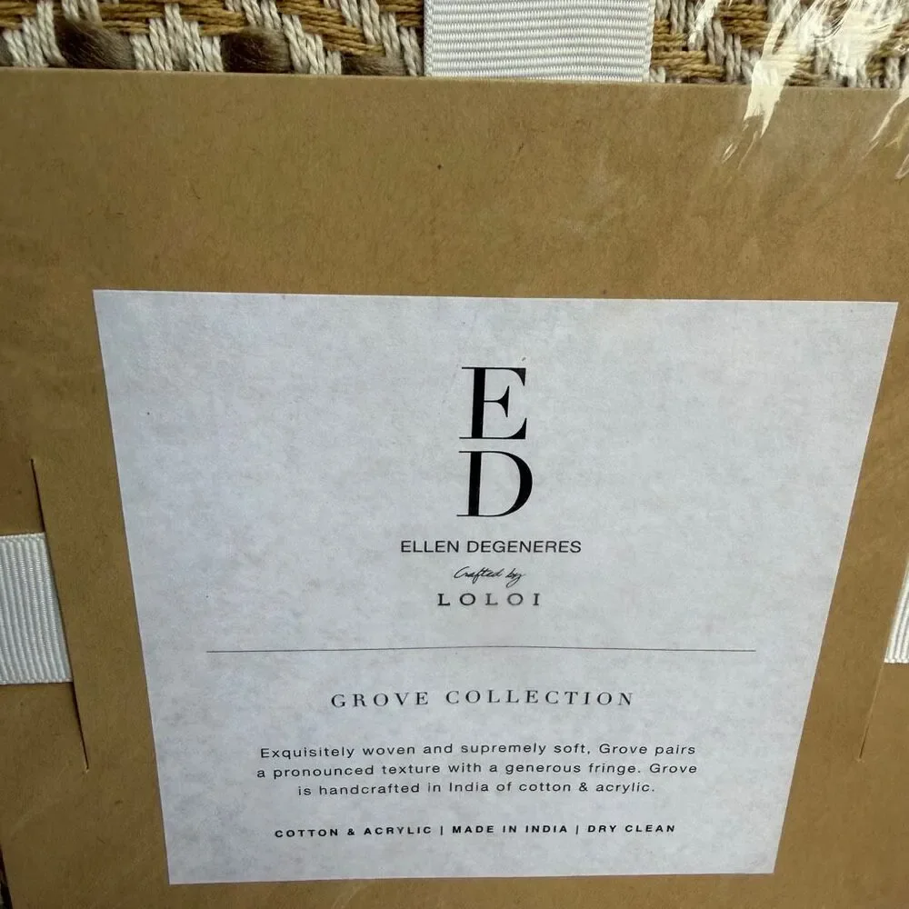 Loloi X Ed Ellen Degeneres $109 woven throw blanket CAMEL 50x60 NWT
